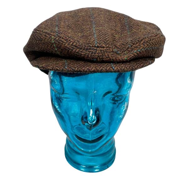 Vintage GAP Tweed Cabbie Driving Newsboy Walking Hat Men’s Medium Brown Wool Cap - Picture 2 of 8